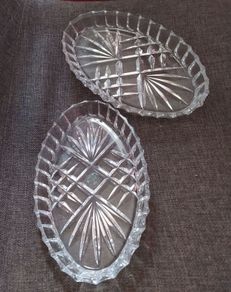 2 Vintage Galway Crystal trays