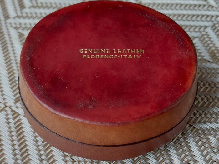 Vintage Italian Leather Jewellery Trinket Box With Lid