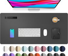 Desk Pad Protector,Mouse Pad,Office Desk Mat,Non-Slip PU Leather Desk Blotter,Laptop Desk Pad,Waterproof Desk Writing Pad for Office and Home 60cm x 35cm, Gray