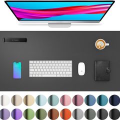 Desk Pad Protector,Mouse Pad,Office Desk Mat,Non-Slip PU Leather Desk Blotter,Laptop Desk Pad,Waterproof Desk Writing Pad for Office and Home 60cm x 35cm, Gray