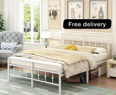 King Size Bed Frame with Victorian Headboard and Footboard