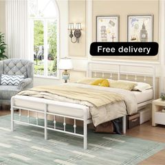 King Size Bed Frame with Victorian Headboard and Footboard