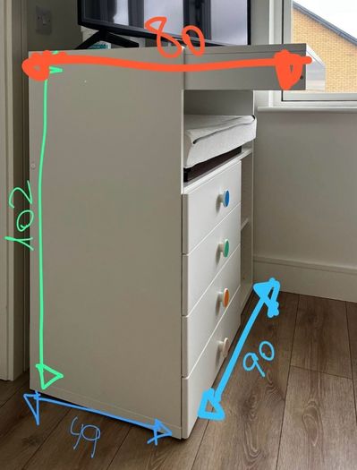Baby changing table/ chest of drawers