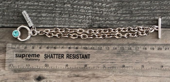 Antique Silver Plated Crystal Toggle Bracelet
