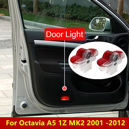 2Pcs LED Car Decor Door 3D Ghost Shadow Projector Courtesy Lights For Skoda Octavia A5 1Z 2 MK2 2001 - 2012 2008 2007 2006 2005