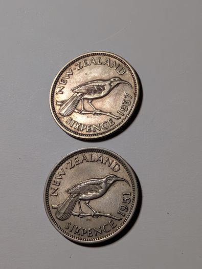 New Zealand 6 pence X2.