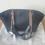 Furla Black Leather Handbag with silver chain straps Image 3
