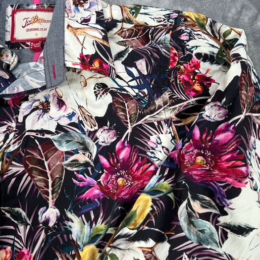 Joe Browns Floral Print Long Sleeve Shirt Medium - Flowers Skull Funky