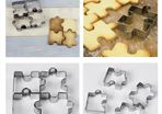 Set of 4 cookie cutter set stainless steel cookie cut jigsaw shape puzzle reusable for baking