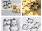 Set of 4 cookie cutter set stainless steel cookie cut jigsaw shape puzzle reusable for baking