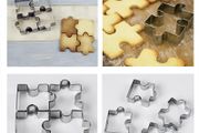 Set of 4 cookie cutter set stainless steel cookie cut jigsaw shape puzzle reusable for baking