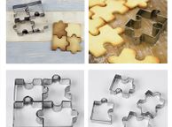 main image for ad Set of 4 cookie cutter set stainless steel cookie cut jigsaw shape puzzle reusable for baking