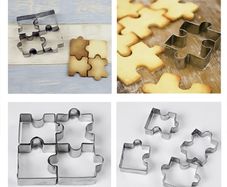 Set of 4 cookie cutter set stainless steel cookie cut jigsaw shape puzzle reusable for baking