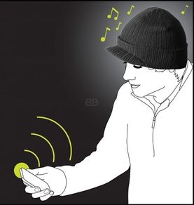 Imusic Hat Peaked Designed W/ In Built Headphones Wireless Tangle Free Listening