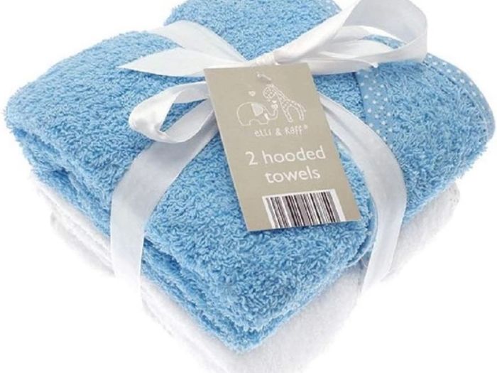 2 Soft White Elli and Raff Baby Hooded Bath Time Towel 100% cotton Baby Gift MULTIPLE COLOURS AVAILABLE (FREE POSTAGE)