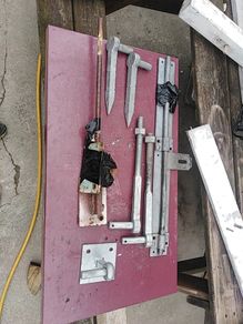 Large gate hinges draw bolt an gate stop