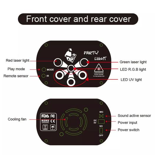 Laser Projector Lights RGB UV DJ Disco Stage Party Lights for Christmas Halloween Birthday Weddin