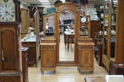 Antique French Oak Mirrored Dressing Stand