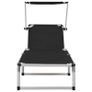 Folding Sun Loungers with Roof 2 pcs Aluminium&Textilene Black Image 3