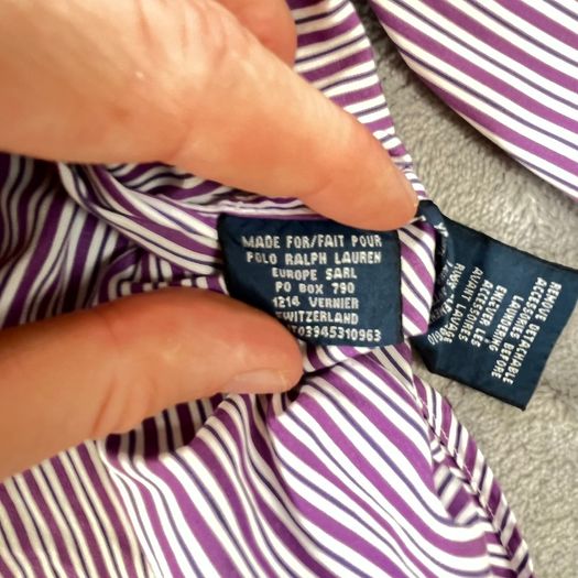 Ralph Lauren - Womens - Size 10 - Purple Stripe Long Sleeve Cotton Shirt