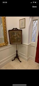 Victorian Pole Screen with Silk Thread Panel