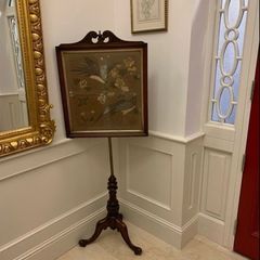 Victorian Pole Screen with Silk Thread Panel