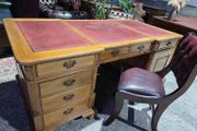 large antique partners desk+chesterfield chair