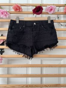 shorts  Bershka size 10 black frayed end style