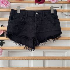 shorts  Bershka size 10 black frayed end style