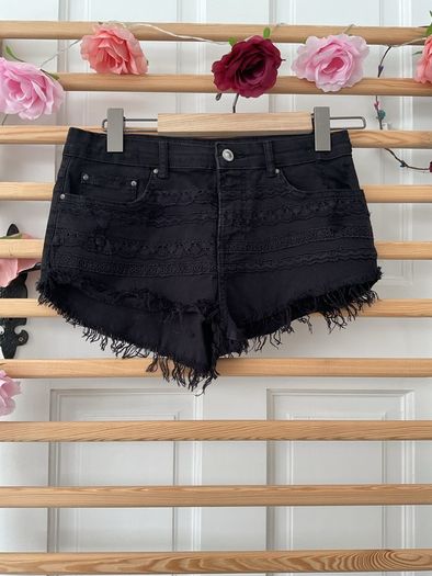 shorts  Bershka size 10 black frayed end style