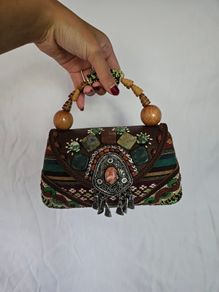 Mary Frances Vintage Designer Beaded Bag With Semi Precious S
