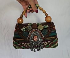 Mary Frances Vintage Designer Beaded Bag With Semi Precious S
