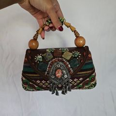 Mary Frances Vintage Designer Beaded Bag With Semi Precious S