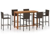 7 Piece Garden Bar Set Brown