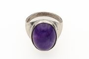 Vintage 925 Sterling Silver Ring &amp; Amethyst Ring, Birmingham 1973