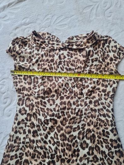 Warehouse Silk Dress Brown Animal Print Dress