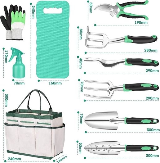 NEW SALE | Gardening Hand Tool Gift Kit Gardening Gifts for Women & Men 10 Piece Heavy Duty Garden Tool Sets Garden Tools Bag for Women & Men Easy Storage
