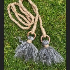 Pure Wool Natural Gotland Lamb Locks on a Hemp Rope Viking Cosplay Maiden Waist Belt