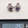 Vintage 925 Syerling Silver Purple Chalcedony Stud Earrings Image 9