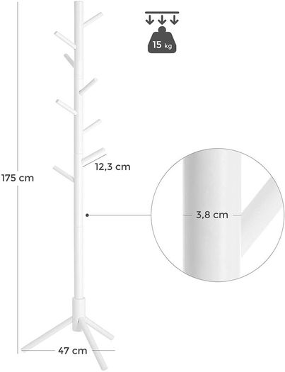 Free-standing Coat Stand Solid Wood - Free Delivery Nationwide