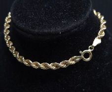 Vintage 9ct Gold Rope Bracelet Fully Hallmarked Sheffield 18cm 2.40g