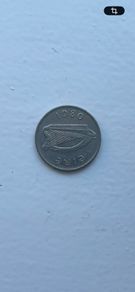 Year 1980 5 pence old Irish currency silver coin