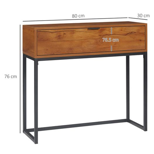 Industrial console table, side table, sideboard, 1 drawer, Brown + Black