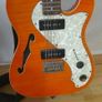Richwood RE-130 Thinline Telecaster Electric Guitar - Amber Flame Top w/ P90 Pickups Image 7