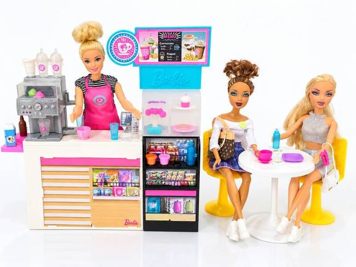 Barbie Coffee Shop Bundle 3 Dolls  Table & Chairs