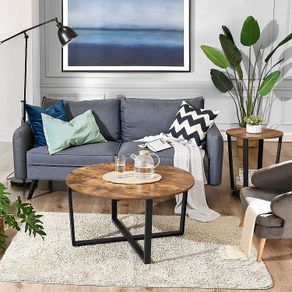 New Rustic Brown Coffee Table + Side Table - FREE P&P