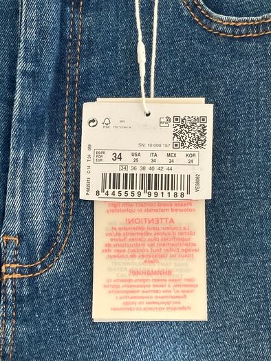 Springfield Sustainable Wash Culotte Jeans Size 34
