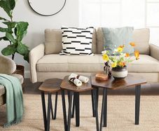 FREE SHIPPING Nesting Coffee Table, Set of 3 End Tables for Living Room, Stacking Side Tables, Sturdy and Easy Assembly, Steel Frame, Industrial Style, Rustic Brown and Black