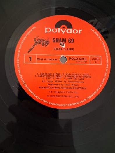 Sham 69 x 2 vinyl albums - The Game and Thats Life
