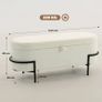 Storage stool, seat stool with lid and storage, steel legs, padded stool with fleece cover, Cream White Image 3
